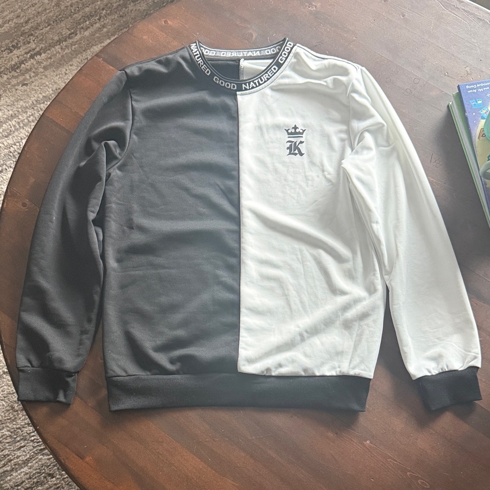 Two-Tone Crewneck Sweater with Logo